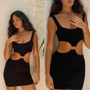 NWT Vanessa Mooney The Vivian 2 in 1 Bodycon Crinkle Mini Dress Top Skirt L